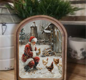 Arch Santa With Chickens Sign