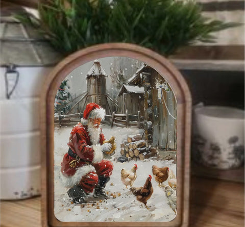Arch Santa With Chickens Sign