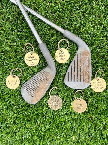 Punny Golf Brass Key Rings