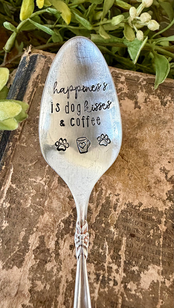 Happiness is Dog Kisses & Coffee Vintage Spoon