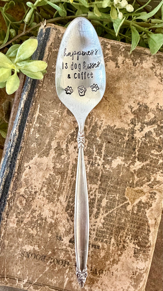 Happiness is Dog Kisses & Coffee Vintage Spoon
