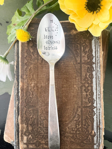 Bee Brave Strong Fearless Vintage Spoon