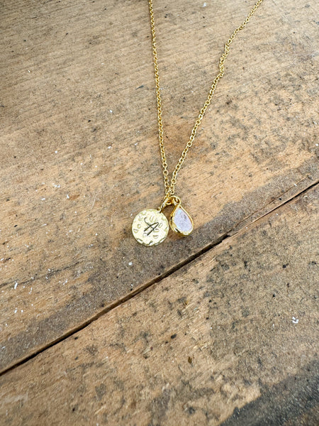 Gold Plated Letter Necklace With Gem