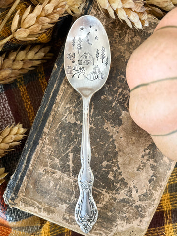 Fall Barn Scene Vintage Spoon