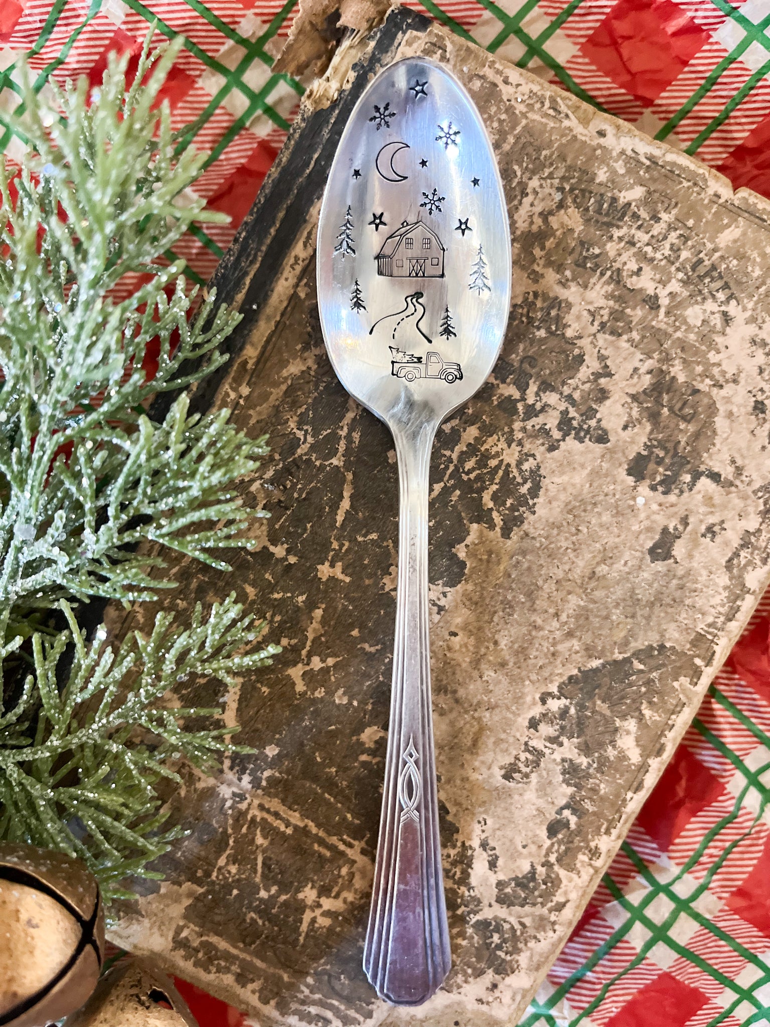 Christmas Barn Scene Vintage Spoon
