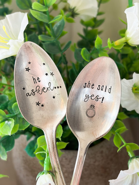 He asked, she said yes Vintage Wedding Spoons