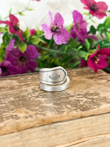 Floral Stamped Twist Spoon Ring
