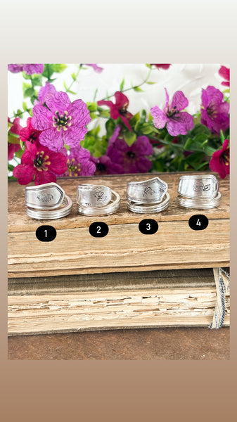 Floral Stamped Twist Spoon Ring