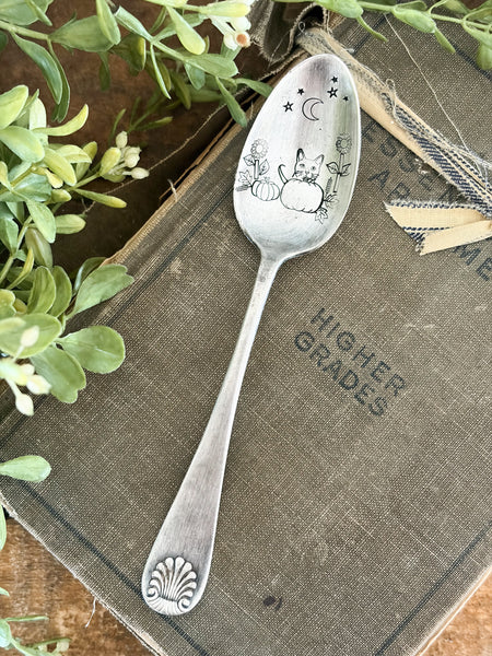 Fall Cat Pumpkin Scene Spoon