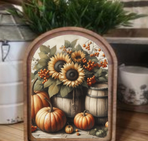 Arch Sunflower Barrel Sign