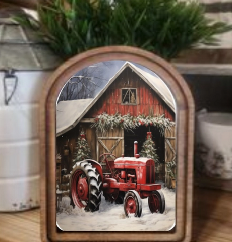 Arch Christmas Tractor Sign