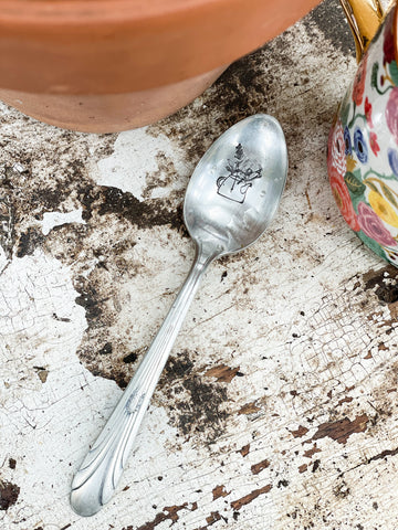 Floral Tea Pot Vintage Spoon