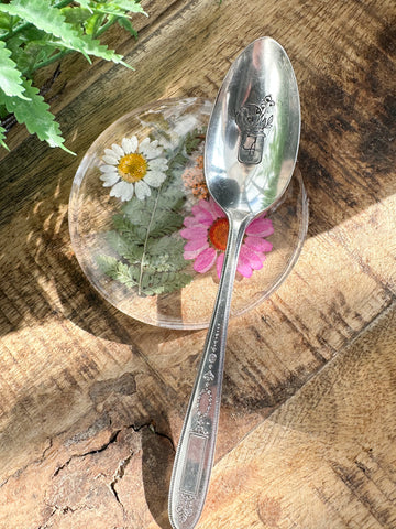 Initial Flower Mason Jar Vintage spoon