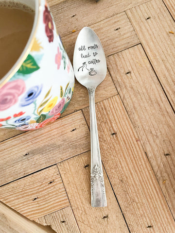 All Roads Lead To Coffee Vintage Spoon